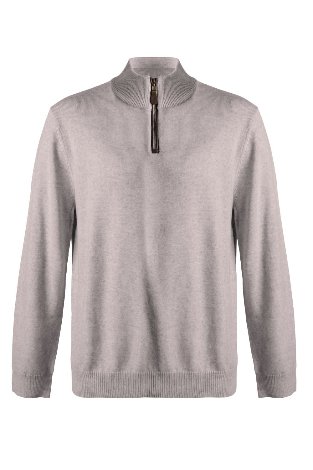 Extra Fine 'Zegna Baruffa' Merino Wool Quarter-Zip Sweater in Beige by Viyella