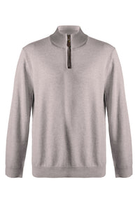 Extra Fine 'Zegna Baruffa' Merino Wool Quarter-Zip Sweater in Beige by Viyella