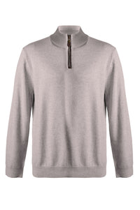 Extra Fine 'Zegna Baruffa' Merino Wool Quarter-Zip Sweater in Beige by Viyella