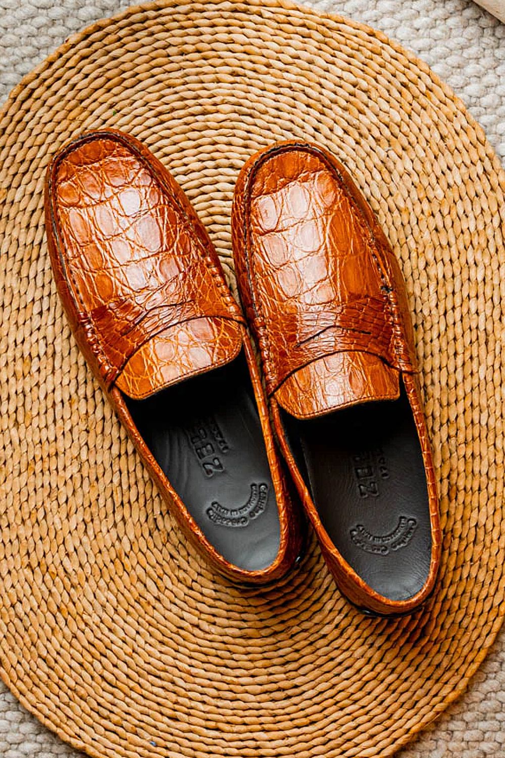 Monza Crocodile Driver in Cognac by Zelli Italia