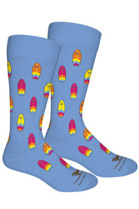 'Surf's Up' Surfboard Patterned Cotton Socks in Della Blue by Brown Dog Hosiery