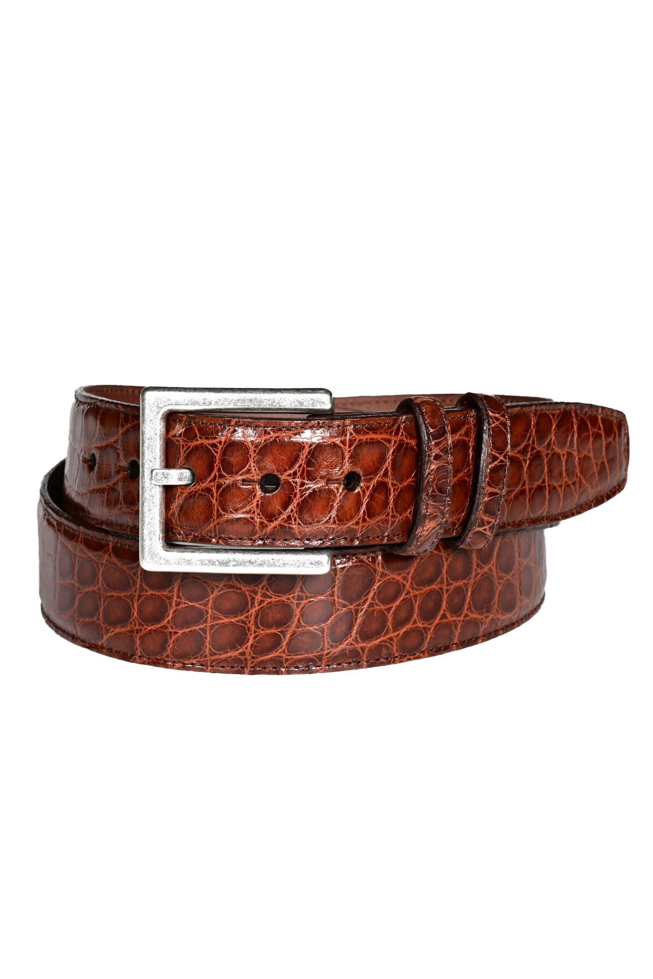 Genuine American Alligator Wide Width Leather Belt in British Tan by Torino Leather