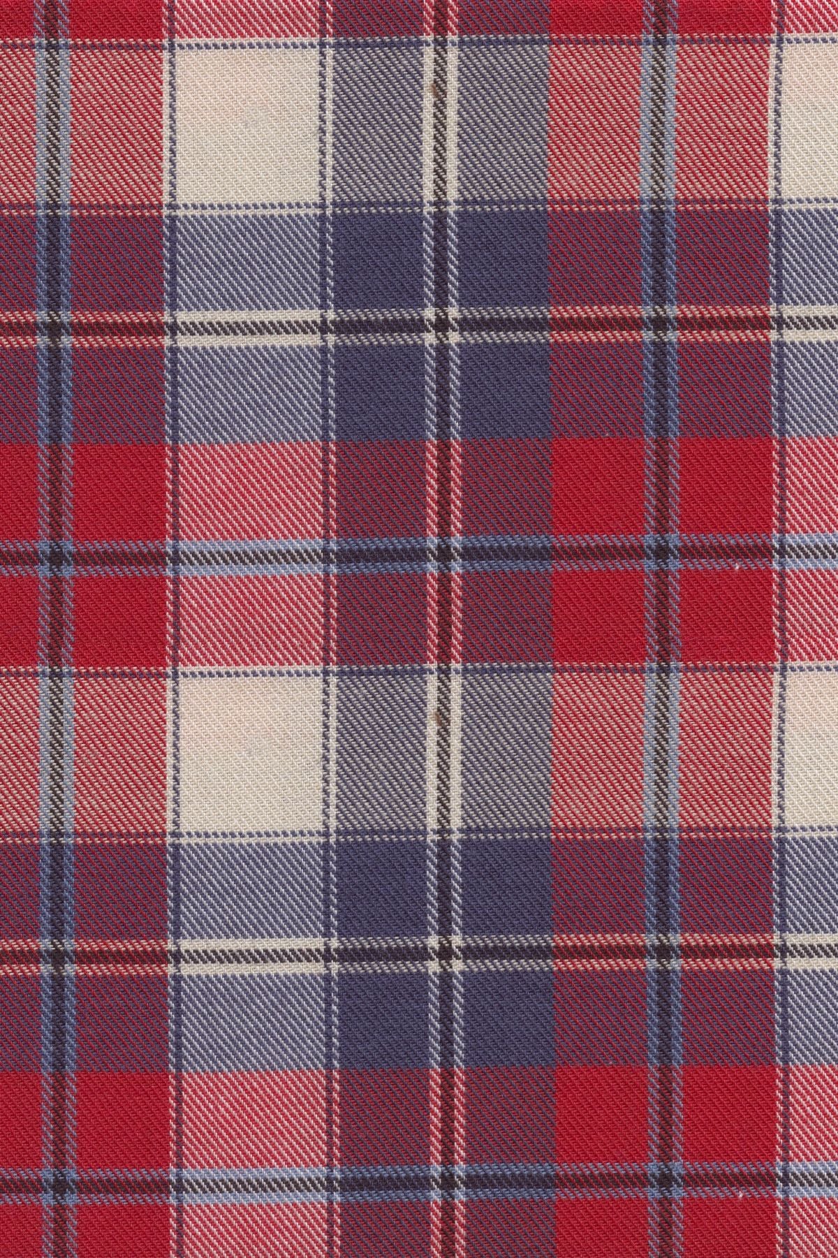Red, Blue, and Winter White Plaid Cotton and Wool Blend Button-Down Shirt by Viyella