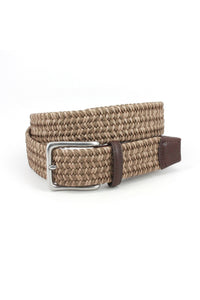Italian Woven Leather & Rayon Casual Belt in Taupe by Torino Leather