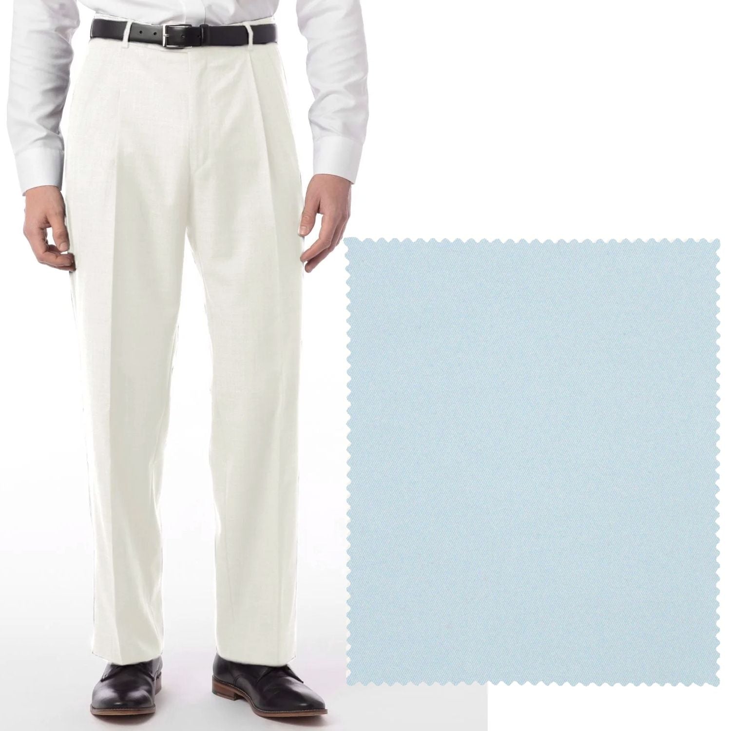 Comfort-EZE Micro Nano Performance Gabardine Trouser in Sky, Size 42 (Manchester Pleated Model) by Ballin