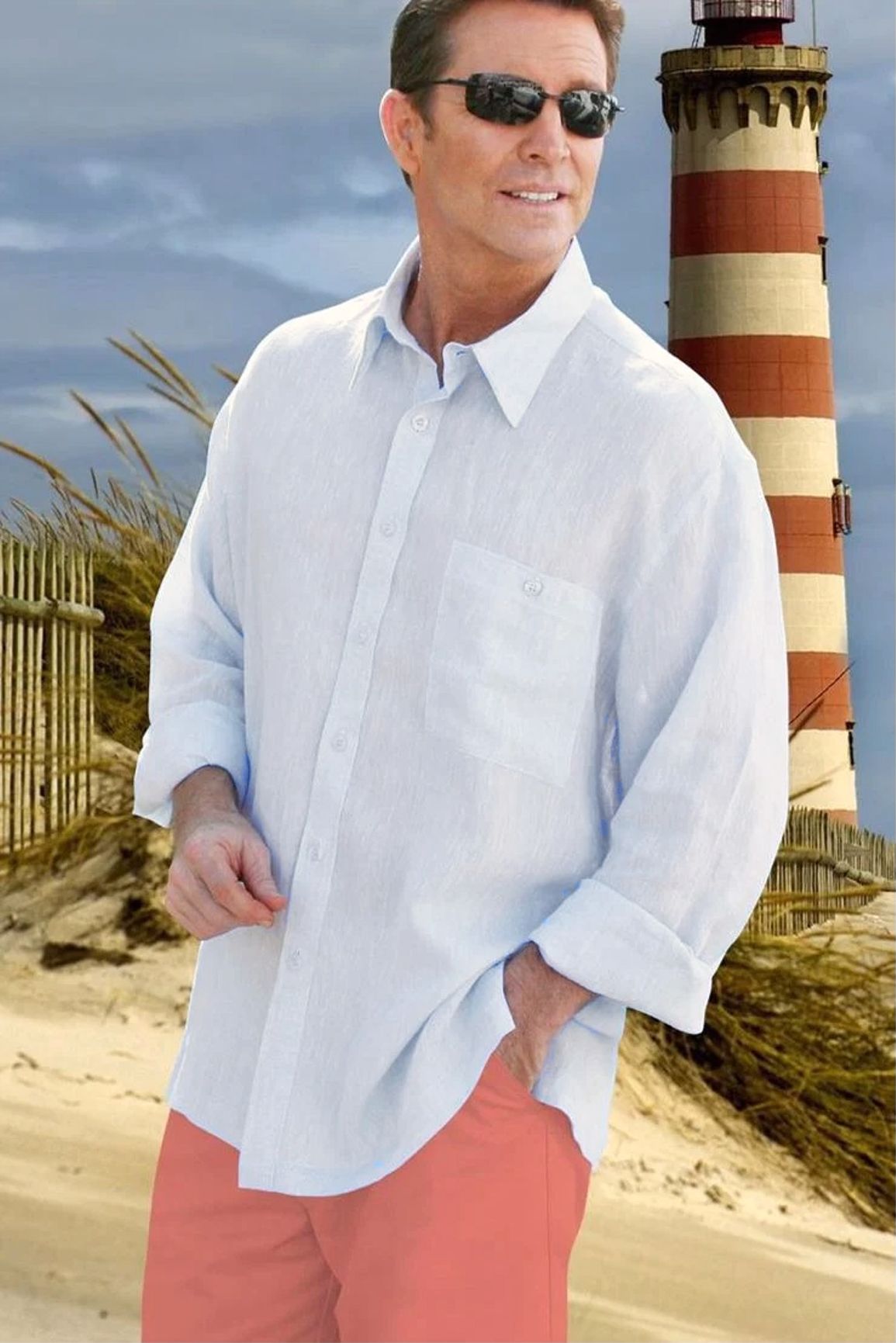 Pure Linen Long Sleeve Shirt in White by Weekender