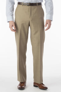 Super 120s Wool Travel Twill Comfort-EZE Trouser in Khaki, Size 34 (Soho Modern Fit) by Ballin