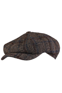 Newsboy Retro Wool Check 'Archive Line' Cap in Brown by Wigens