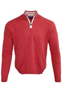 Team Colors Pima Cotton Quarter-Zip Sweater with Contrast Trim in Red/White by Blue 1899