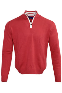 Team Colors Pima Cotton Quarter-Zip Sweater with Contrast Trim in Red/White by Blue 1899