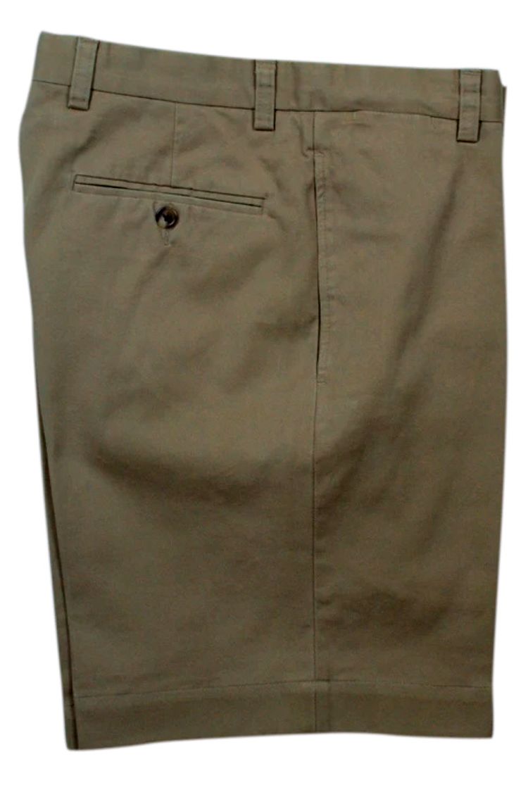 Washed Khaki Shorts in Olive (Sumpter9 Flat Front) by Charleston Khakis