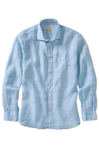 Mélange Linen Long Sleeve Sport Shirt in Aqua Blue by Borgo28