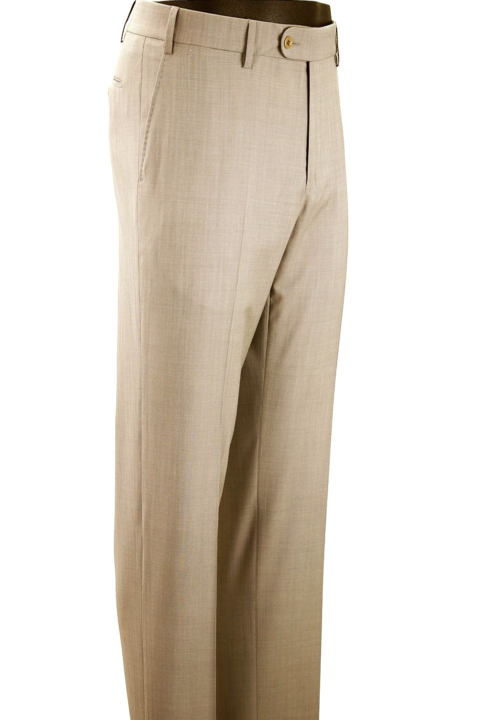 Super 130s Italian Luxury Ultimate Comfort Wool Tropical Flat Front Trouser in Sesame (Houston Modern Fit) by 6 East by Ballin