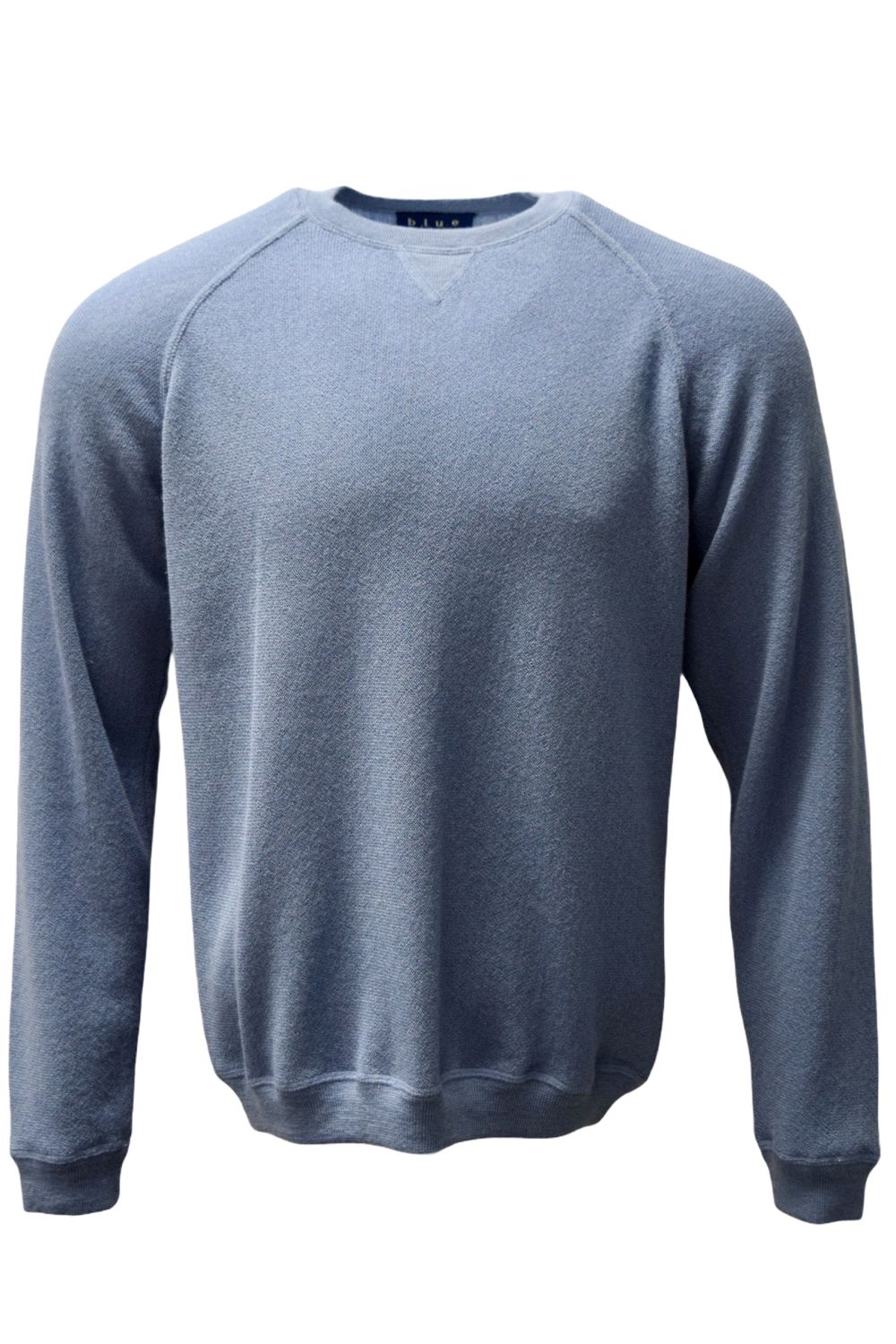 Baby Alpaca Links Knit Raglan Sleeve Sweatshirt-Style Sweater in Slate Blue by Blue 1899