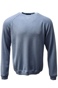 Baby Alpaca Links Knit Raglan Sleeve Sweatshirt-Style Sweater in Slate Blue by Blue 1899
