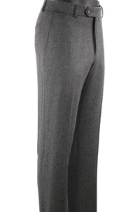 Cashmere and Wool Italian Flannel Comfort-EZE Trouser in Medium Grey (Flat Front Models) by Ballin