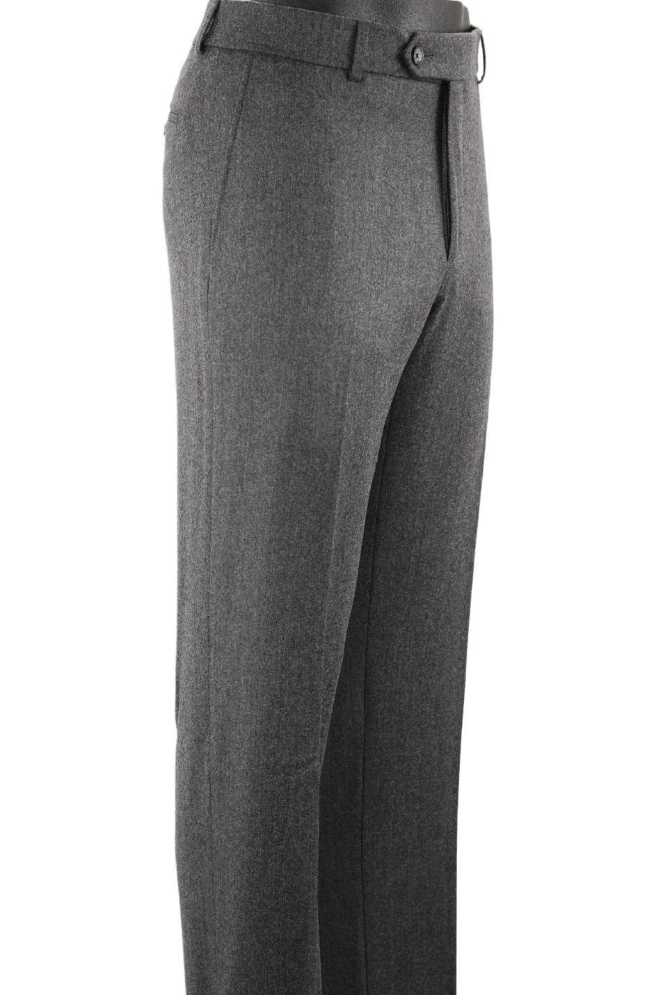Cashmere and Wool Italian Flannel Comfort-EZE Trouser in Medium Grey (Flat Front Models) by Ballin