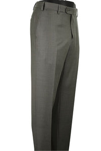 Super 110s Vitale Barberis Canonico Italian Luxury 4 Harness Wool Serge Flat Front Trouser in Moss Heather (Houston Modern Fit) by 6 East by Ballin