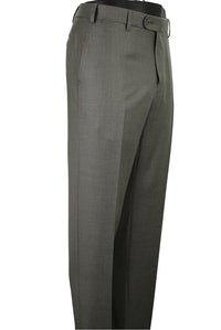 Super 110s Vitale Barberis Canonico Italian Luxury 4 Harness Wool Serge Flat Front Trouser in Moss Heather (Houston Modern Fit) by 6 East by Ballin