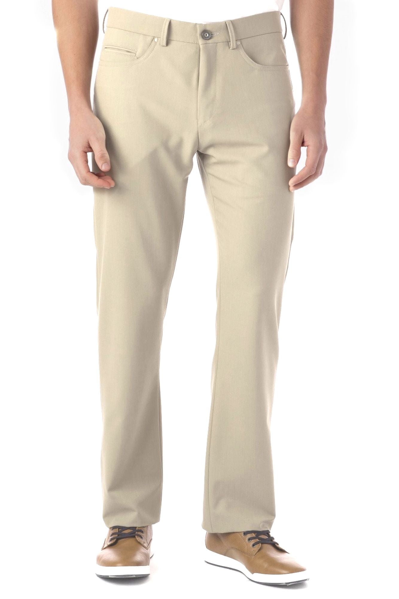 Comfort-EZE 5-Pocket Commuter Bi-Stretch Gabardine Pant in Cream (Connor Modern Fit) by Ballin