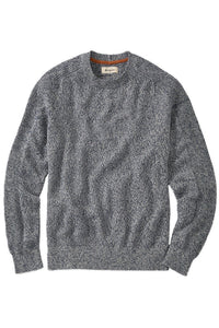 Saddle Paneled Crew Neck Marled Cotton Sweater in Grey-Blue by Borgo28