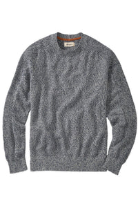 Saddle Paneled Crew Neck Marled Cotton Sweater in Grey-Blue by Borgo28