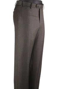 Super 110s Prunelle Wool Flat Front Trouser in Brown Mix (Choice of Fits) by 6 East by Ballin