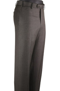 Super 110s Prunelle Wool Flat Front Trouser in Brown Mix (Choice of Fits) by 6 East by Ballin