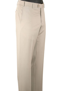 Super 110s Prunelle Wool Flat Front Trouser in Pale Khaki (Choice of Fits) by 6 East by Ballin