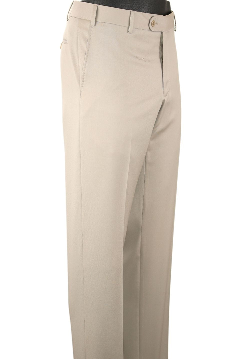 Super 110s Prunelle Wool Flat Front Trouser in Pale Khaki (Choice of Fits) by 6 East by Ballin