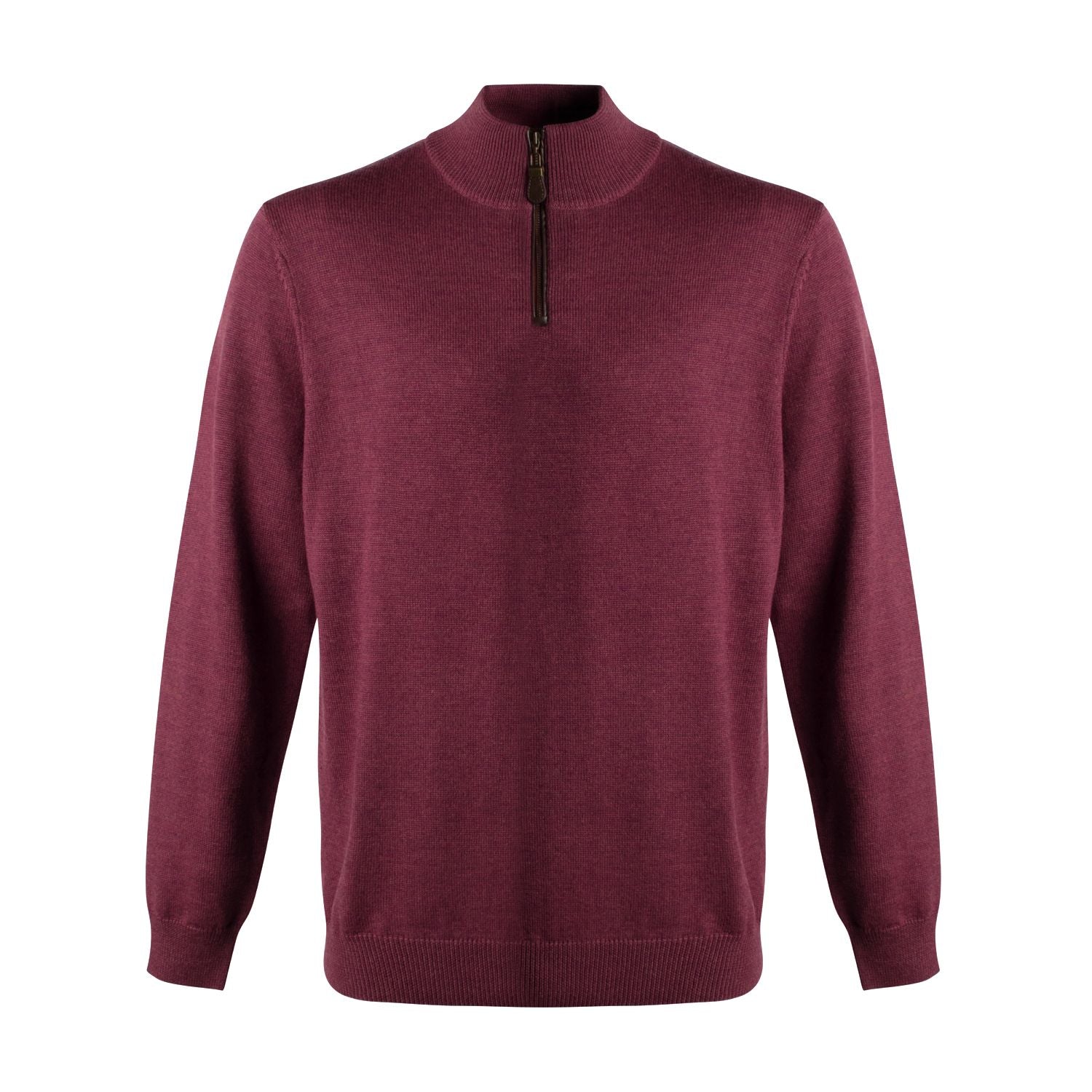 Extra Fine 'Zegna Baruffa' Merino Wool Quarter-Zip Sweater in Ruby Wine by Viyella