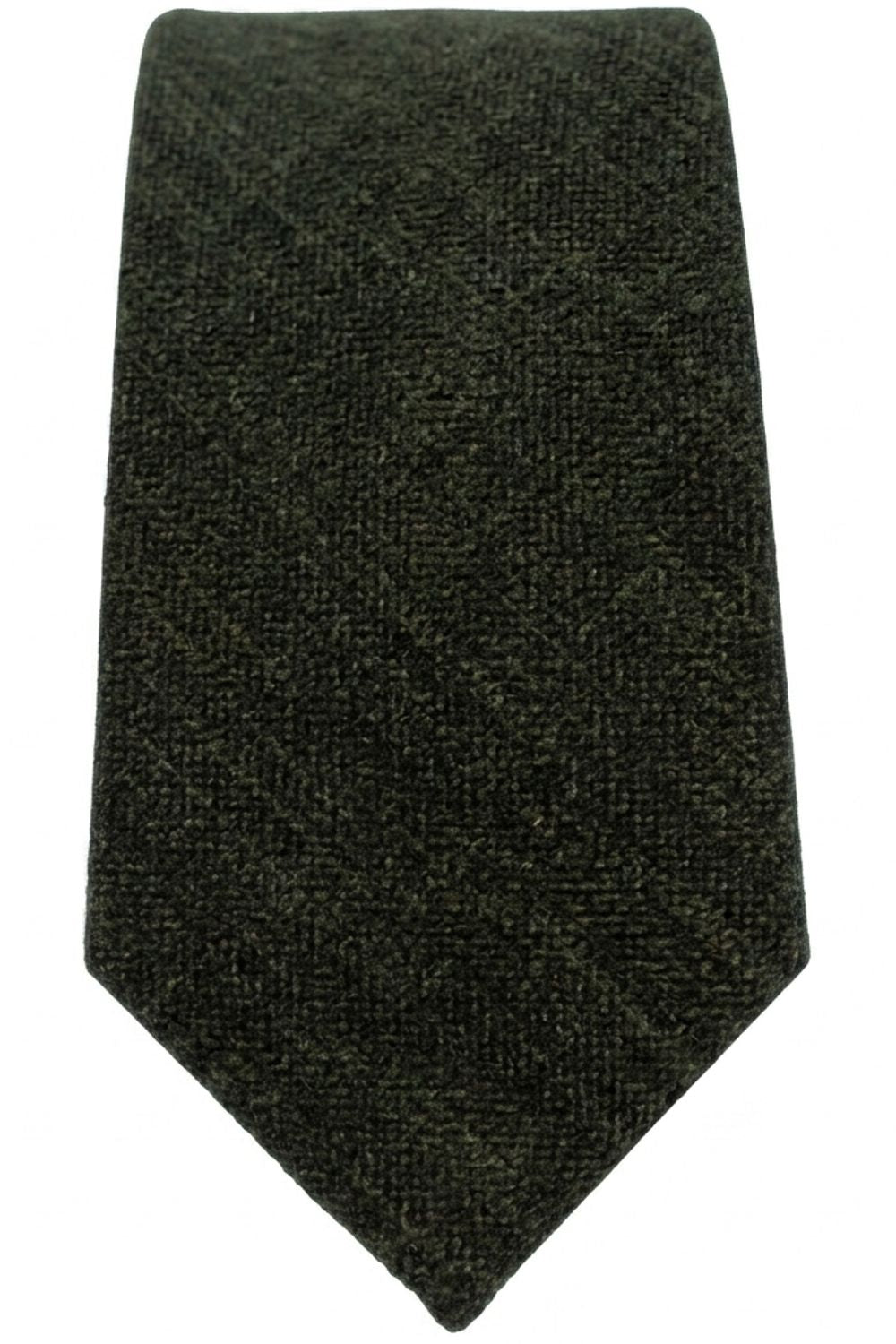 Rustic Matte Weave Cotton-Blend Necktie in Forest Green by Dibi Menswear