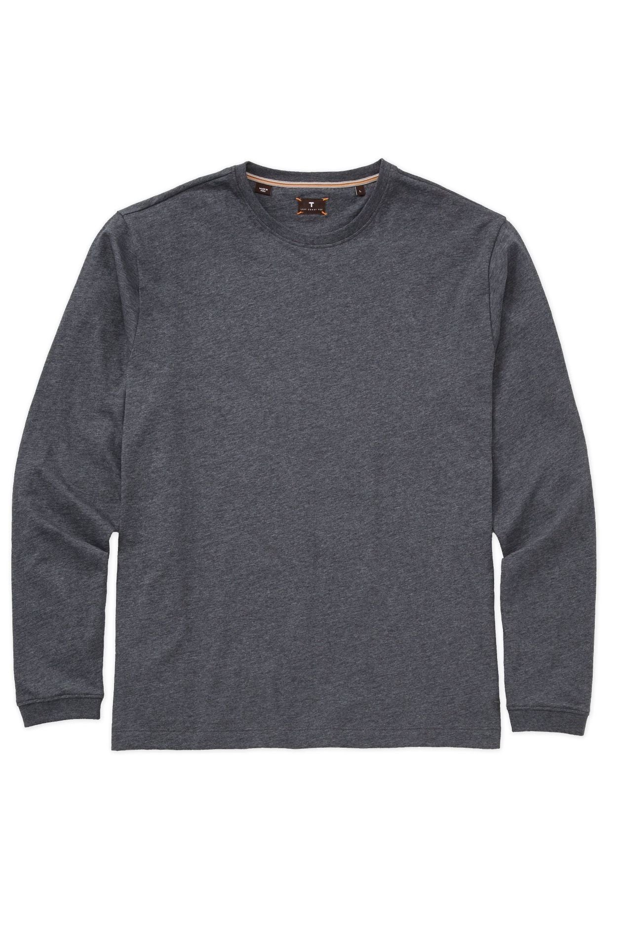 Luxe Mélange Long Sleeve Crew Neck Peruvian Cotton Tee Shirt in Grey by Left Coast Tee