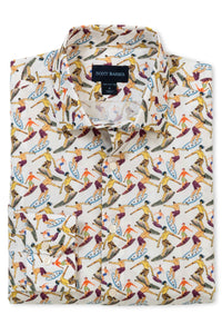 Surf Print Cotton Voile Long Sleeve Sport Shirt by Scott Barber