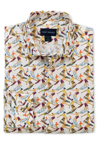 Surf Print Cotton Voile Long Sleeve Sport Shirt by Scott Barber
