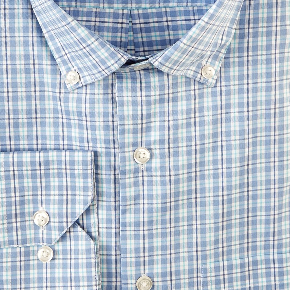 Performance Check Sport Shirt in Regal Blue by Scott Barber