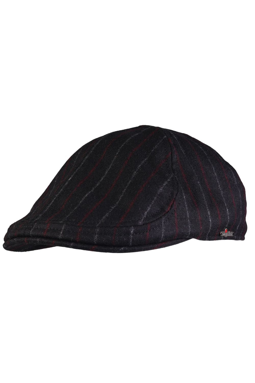 Double Stripe 'Archive Line' Wool Blend Pub Cap in Black by Wigens