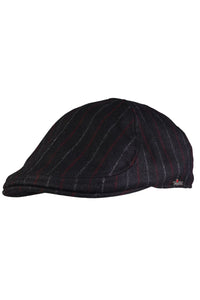 Double Stripe 'Archive Line' Wool Blend Pub Cap in Black by Wigens