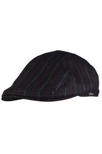 Double Stripe 'Archive Line' Wool Blend Pub Cap in Black by Wigens