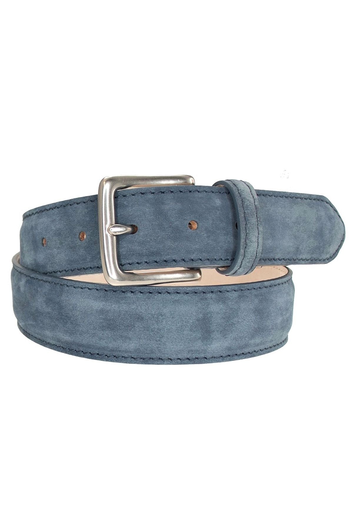 Colombia Washed Calfskin Leather Belt in Navy by T.B. Phelps