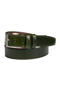 Slab Stitched Casual Leather Belt in Kelly Green by Torino Leather