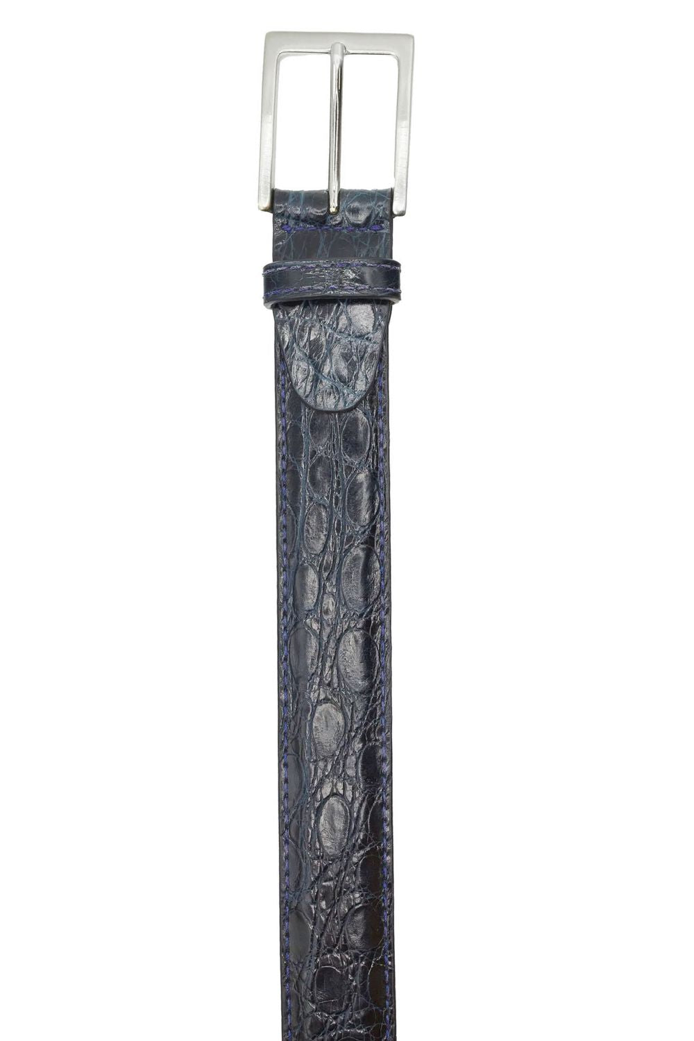 Certified Premium Crocodile Belt in Navy by Zelli Italia