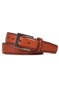 Italian Hand Burnished Calfskin Belt in Cognac by Brookes & Hyde