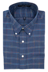 'Herrick' Herringbone Twill Windowpane Check Long Sleeve Beyond Non-Iron® Cotton Sport Shirt by Batton