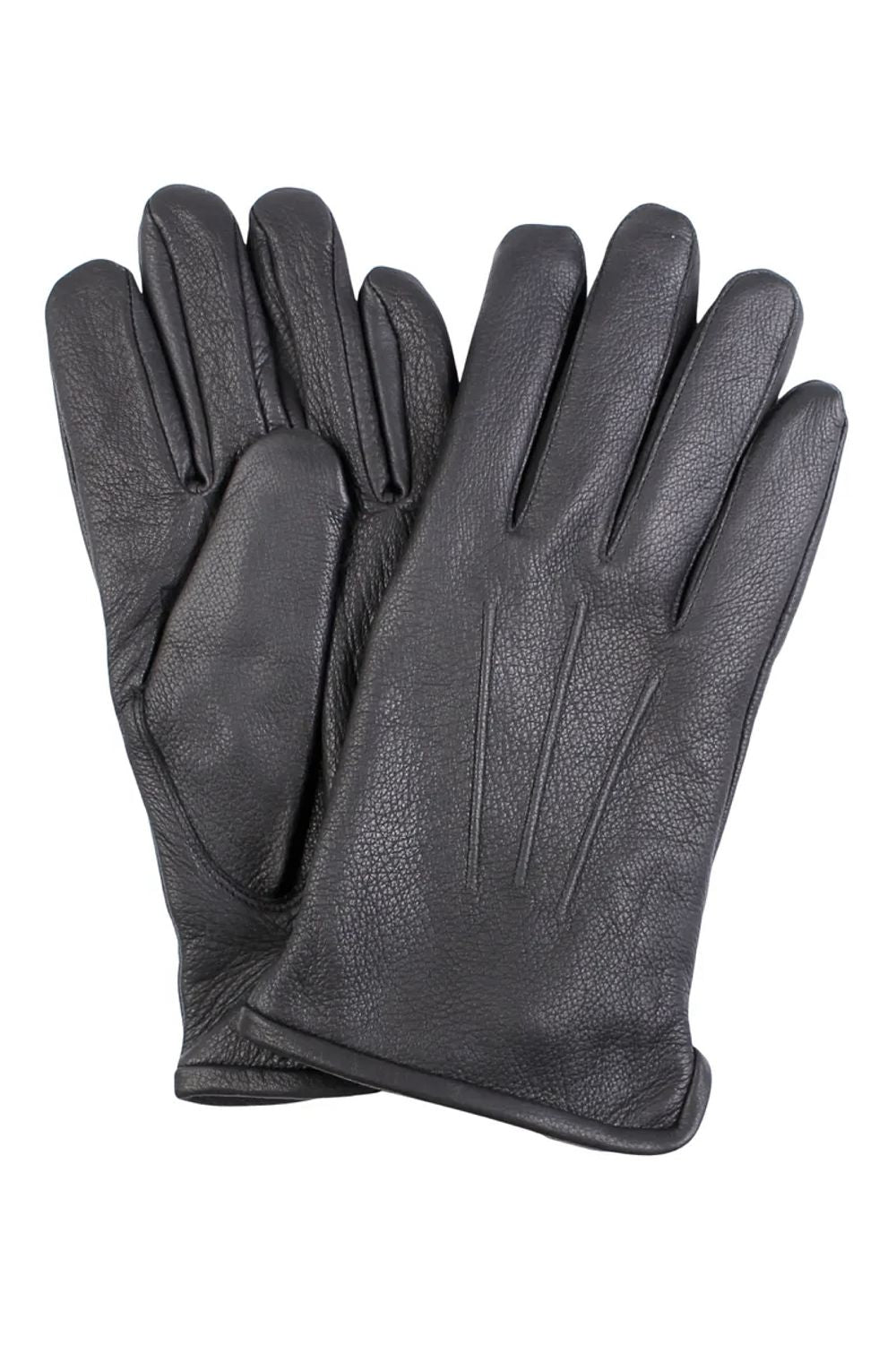 Deerskin Leather Gloves with Wool Lining in Black by House of Amanda Christensen