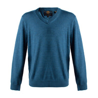 Extra Fine 'Zegna Baruffa' Merino Wool V-Neck Sweater in Teal Blue (Size XX-Large) by Viyella