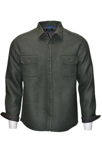 Baby Alpaca & Merino Wool Double Face CPO Shirt Jacket in Evergreen/Dark Grey by Blue 1899