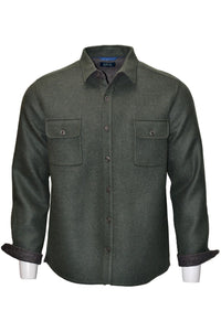 Baby Alpaca & Merino Wool Double Face CPO Shirt Jacket in Evergreen/Dark Grey by Blue 1899