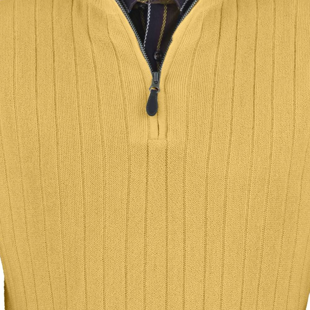 Baby Alpaca 'Links Stitch' Ribbed Zip-Neck Sweater Vest in Gold by Peru Unlimited