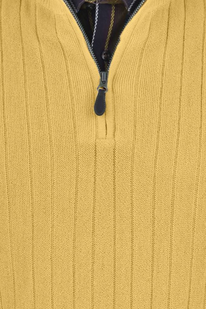 Baby Alpaca 'Links Stitch' Ribbed Zip-Neck Sweater Vest in Gold by Peru Unlimited